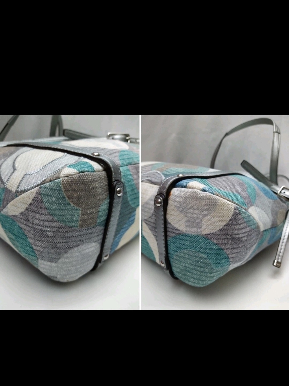 Coach Audrey Op Art Cinched Tote Multi Color Metallic W/Silver Leather Trim - Picture 9 of 16